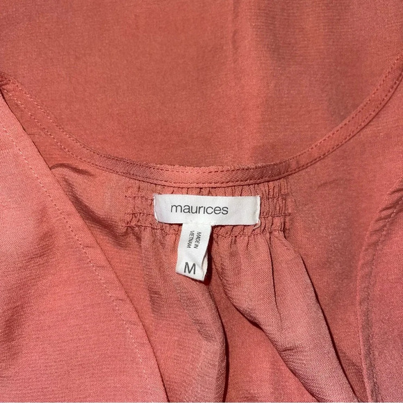 Maurices Salmon Pink V-neck Button Front Ruffle Sleeve Blouse Medium Women’s - Picture 8 of 10